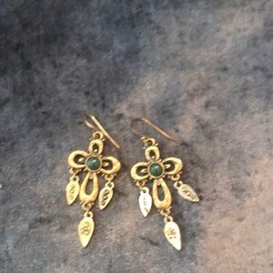 Elegant Gold and Green Dangle Earrings